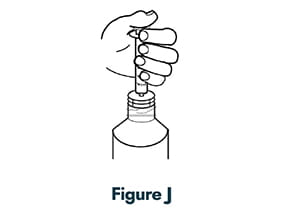 How to administer Quillivant XR methylphenidate - Step 6: Figure J - Pushing plunger